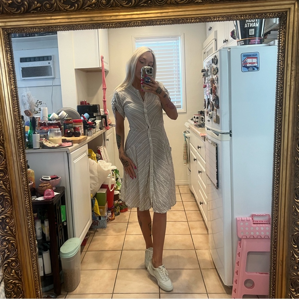 French Connection linen striped dress